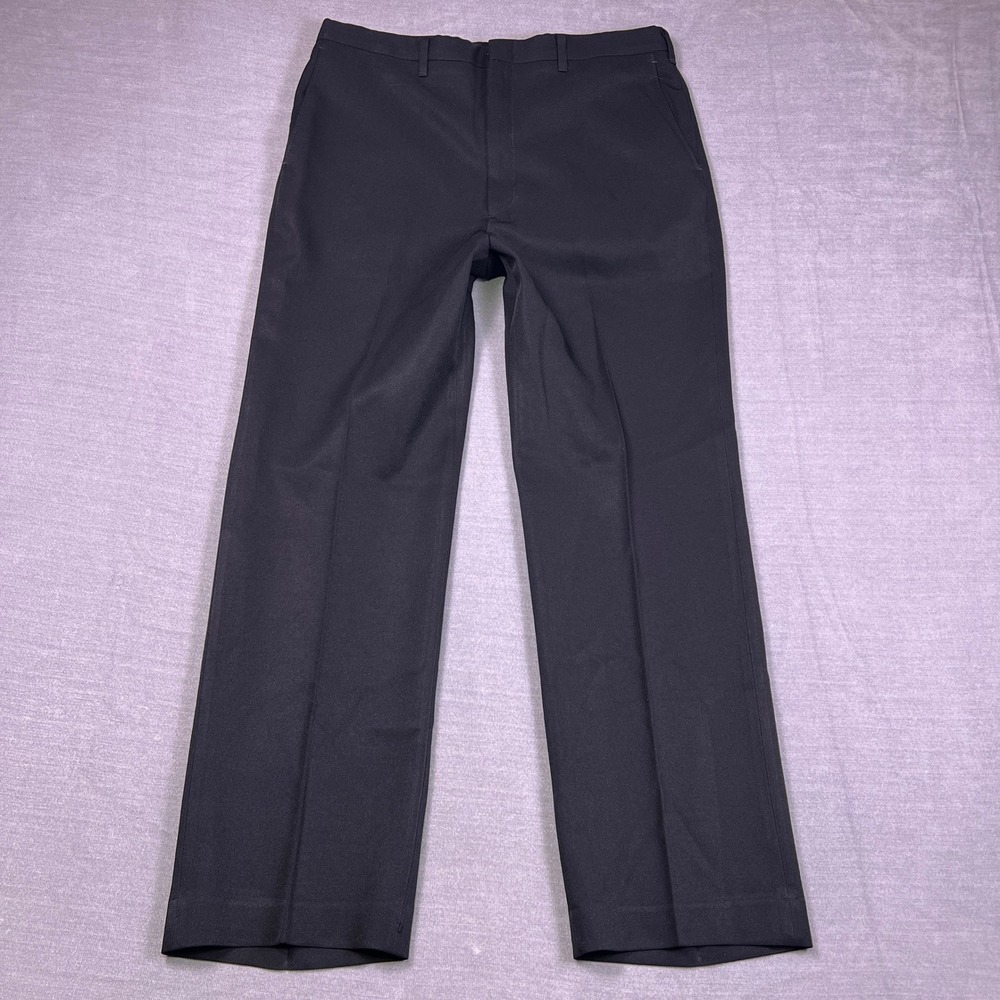 Haggar VTG Dacron Polyester Regular Fit High Rise Dress Pants Mens 36x30 Black